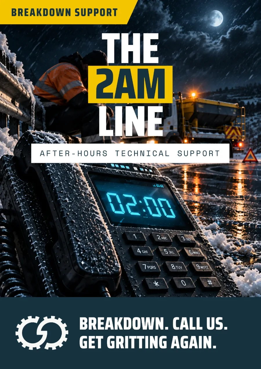 The Grit Garage “The 2AM Line” after-hours technical support offer poster
