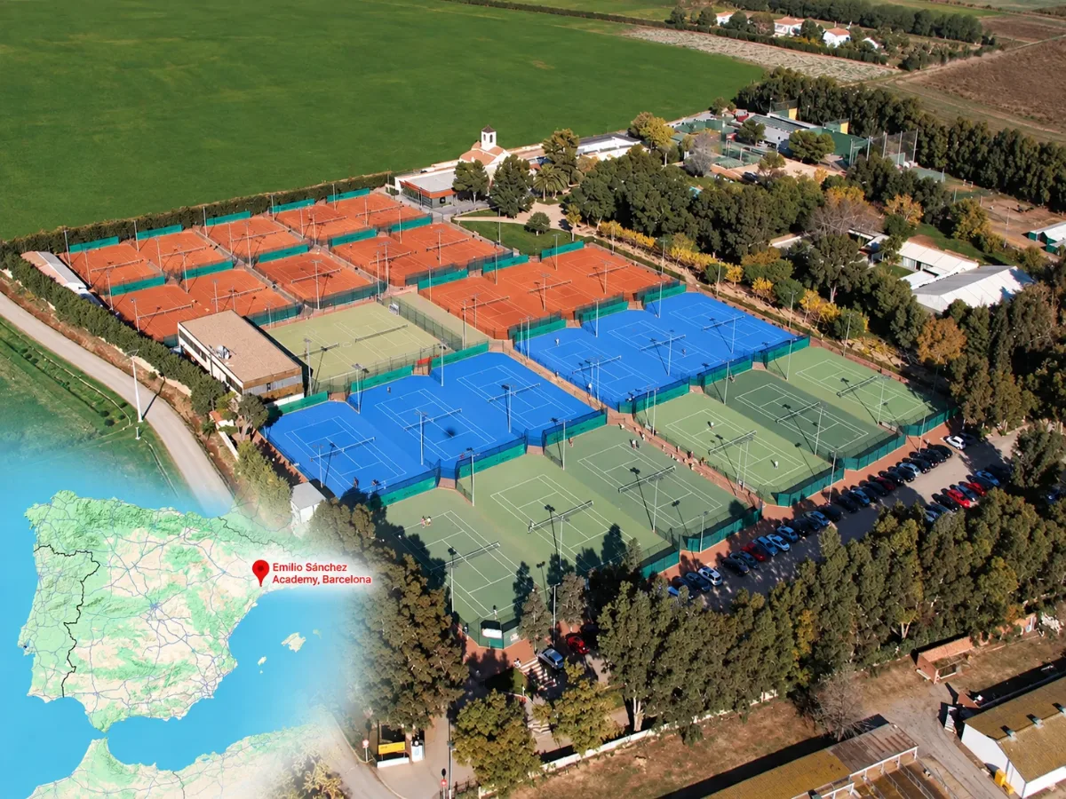Emilio Sánchez Academy, Barcelona — aerial view and location map